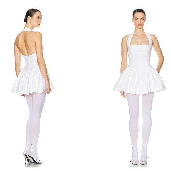 Helsa - Faille Halter Mini Dress in White by Helsa - Picture 8 of 16